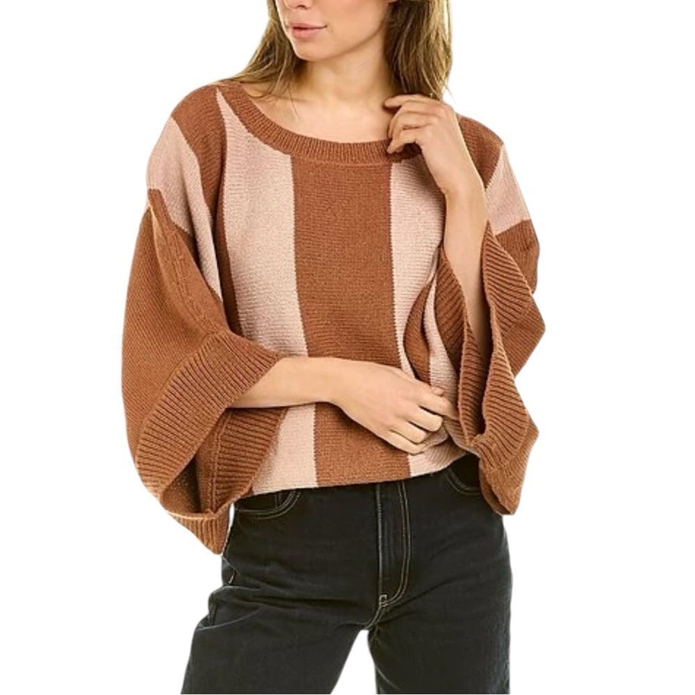 Trina Turk Horizon Bold Stripe Boatneck Dolman Sleeve Ribbed Trim Sweater